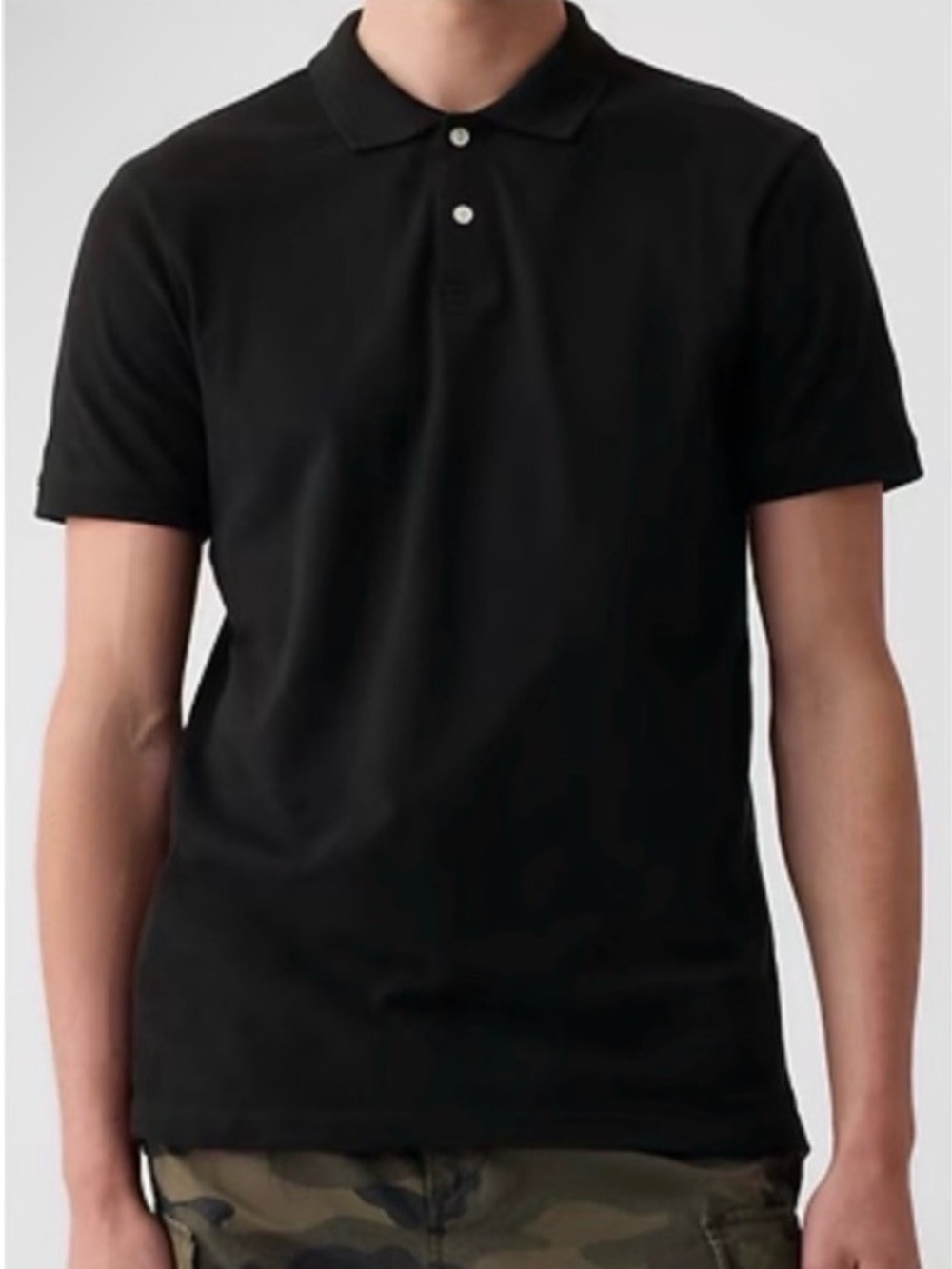 GAP Polo Shirt Classic Black cotton business casual jersey lightweight large